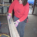 2012-2-15 Laura sanding and scrapping the old mouldings