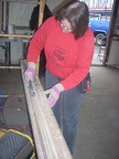 2012-2-15 Laura sanding and scrapping the old mouldings